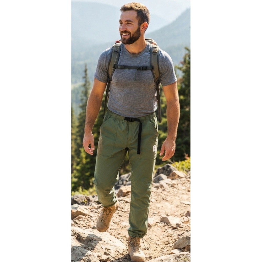 Topo Designs Global Pants Mens Sz M Green Adjustable Cinch Hiking Nylon (32x31)